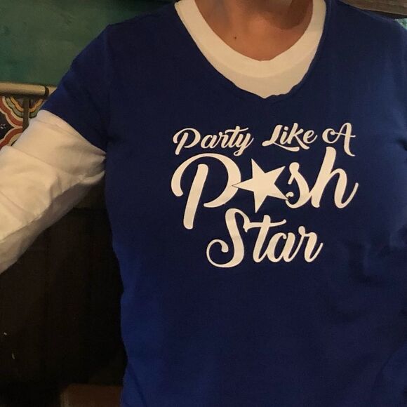 PARTY Like A Posh Star Blue V Neck XL - Picture 2 of 3